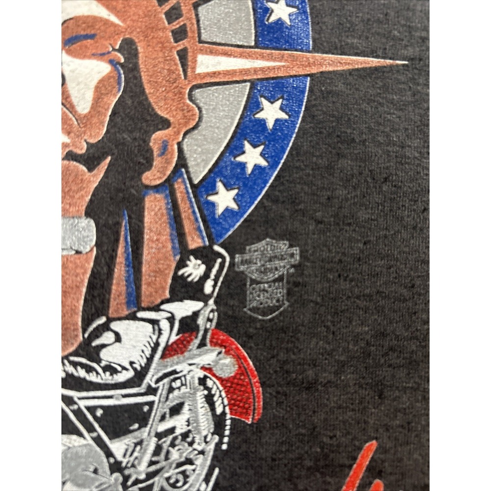 Vintage Harley Davidson Shirt XL Holoubek 80s Single Stitch Statue Of Liberty - Picture 3 of 15